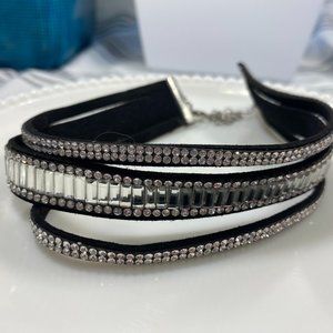 Glamorous Sparkly Rhinestone Choker Necklace with Black